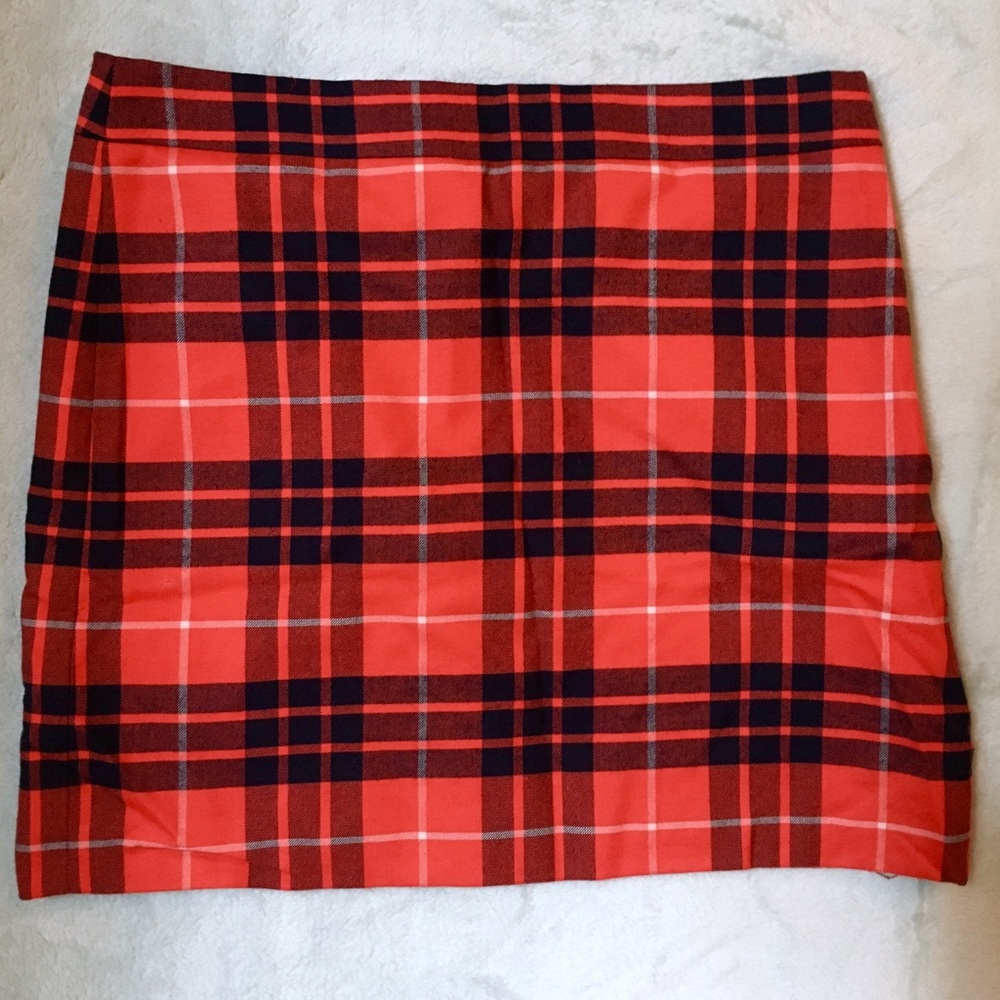 J Crew Red Plaid Skirt